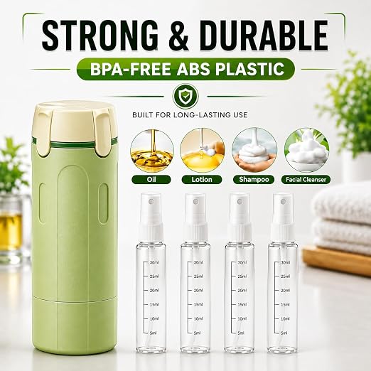 4-in-1 Refillable Plastic Travel Bottle Leak Proof Toiletry Container for Shampoo Lotion Luxury Durable