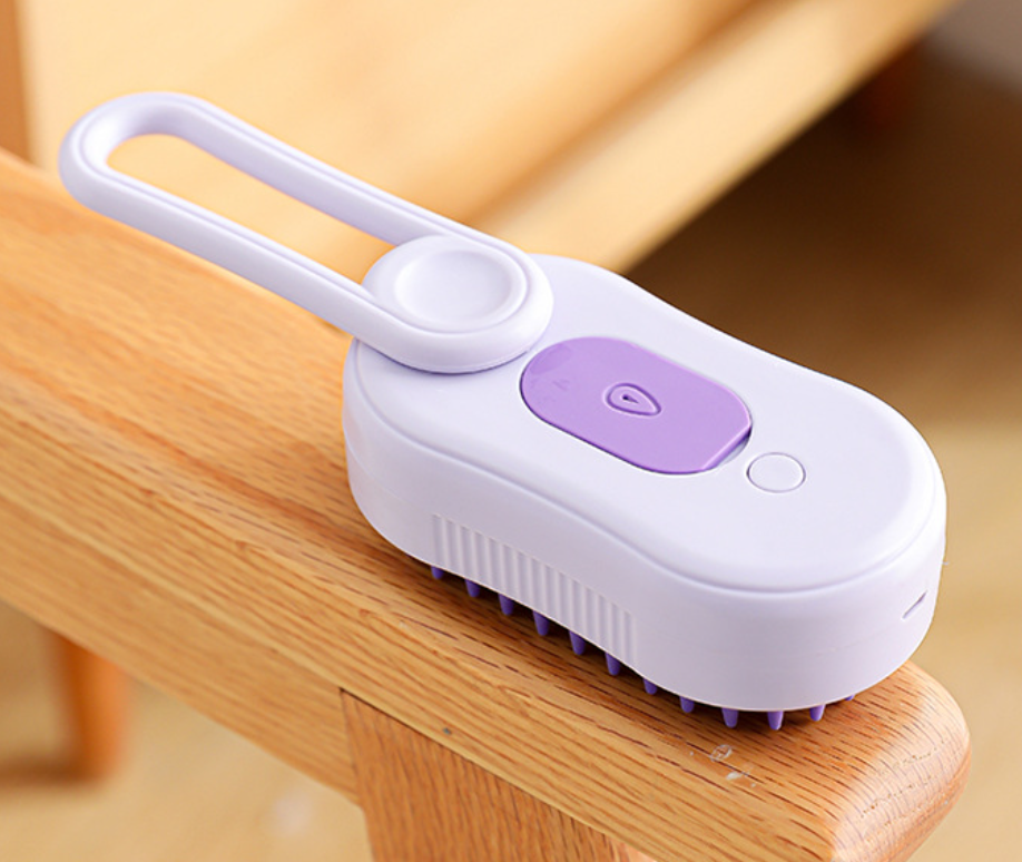 3‑in‑1 Electric Pet Steam Brush, One‑Click Spray for Floating Hair Removal