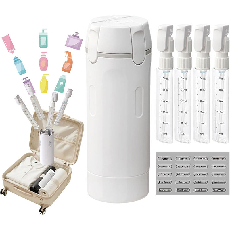 4-in-1 Refillable Plastic Travel Bottle Leak Proof Toiletry Container for Shampoo Lotion Luxury Durable