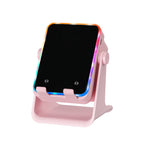 5‑in‑1 Inductive Phone Speaker Stand, No‑Pairing Instant Sound Desktop Phone Holder with RGB Ambient Light, Adjustable Angle Smartphone Stand for Desk