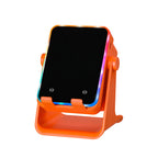5‑in‑1 Inductive Phone Speaker Stand, No‑Pairing Instant Sound Desktop Phone Holder with RGB Ambient Light, Adjustable Angle Smartphone Stand for Desk